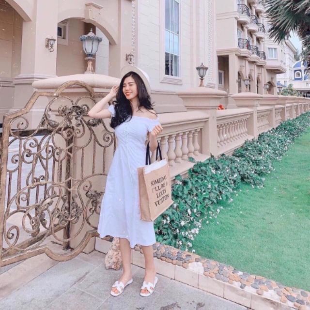 ĐẦM MAXI TRẮNG ĐAN NGỰC DỄ THƯƠNG | BigBuy360 - bigbuy360.vn