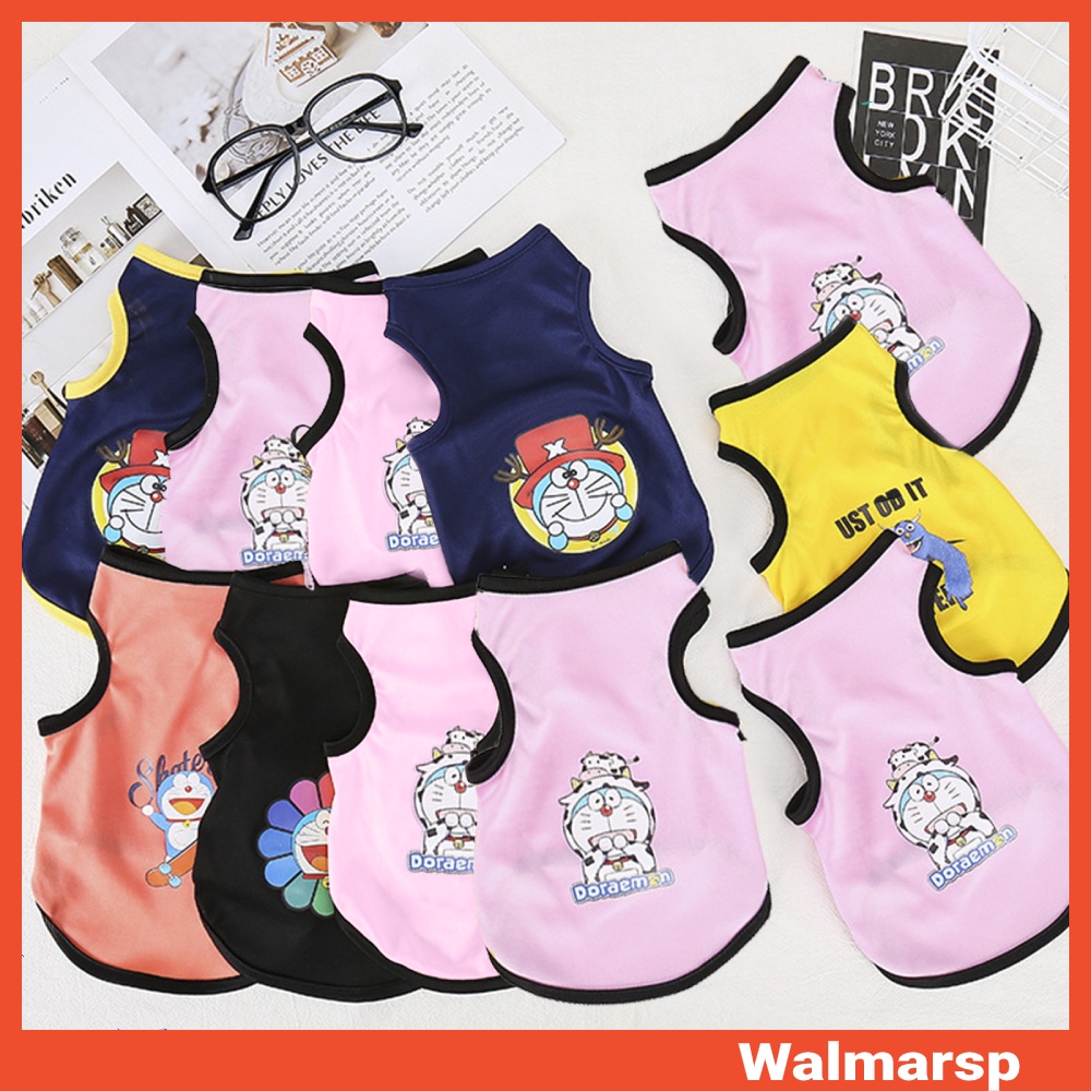 Áo thun cổ tròn in hình doraemon cho thú cưng