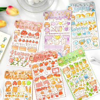 [Maluhia] Set 4 tờ sticker nhãn dán trang trí chủ đề Nhật ký Moe Meng xinh xắn dễ thương