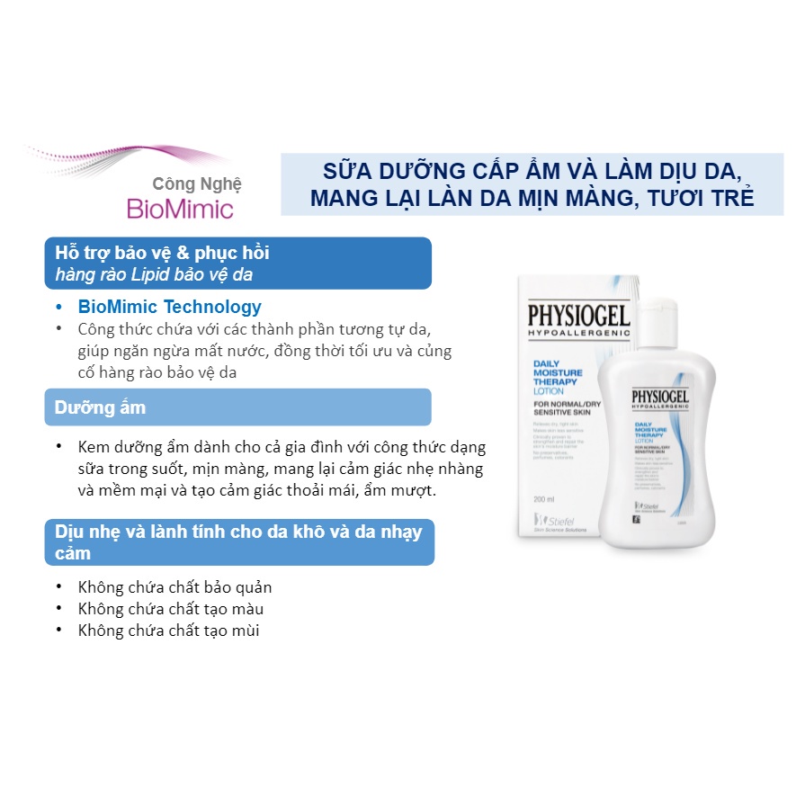 Sữa dưỡng cấp ẩm và làm dịu da Physiogel Daily Moisture Therapy Lotion 100ml