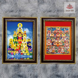 Tranh Tứ Phủ Công Đồng size nhỏ 27x36cm bằng vải phủ bóng khung composite