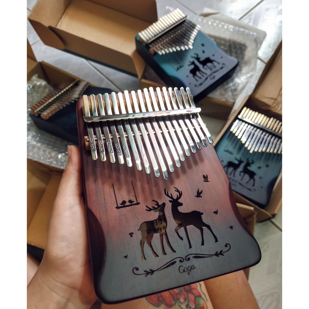 Đàn Kalimba 17 phím màu nâu tiếng hay freeship cực hot âm chuẩn giá rẻ