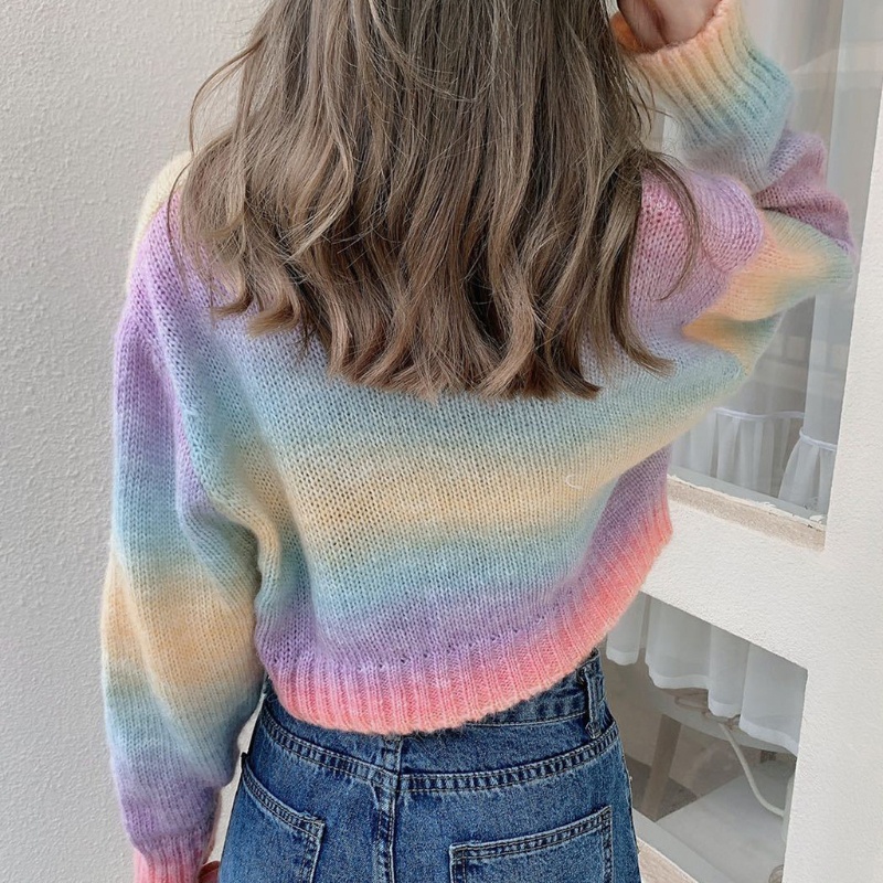 Áo Khoác Cardigan Dệt Kim Nhuộm Màu Thời Trang Nữ