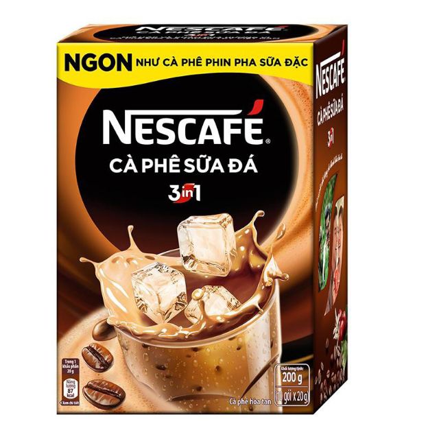 Hộp 10 gói nescaffe 3 in 1 sữa đá 200gr