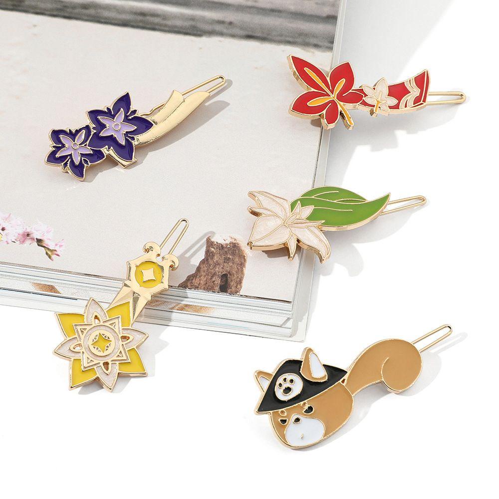 [Hàng mới về] Kẹp tóc bên tạo kiểu hoạt hình Genshin Impact Gorou Kazuha Albedo thời trang Hàn Quốc