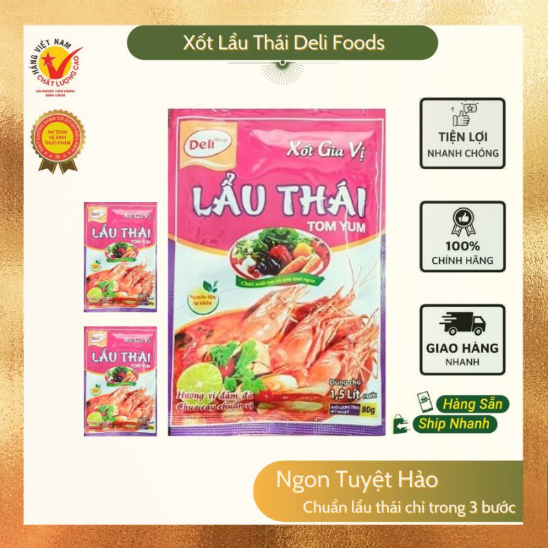 Xốt Lẩu Thái Ngon Deli Foods 80gr Đại Lý Hoa Yên- hoàn toàn tự nhiên, giúp nồi lẩu ngon chuẩn lẩu thái chua cay vừa vị