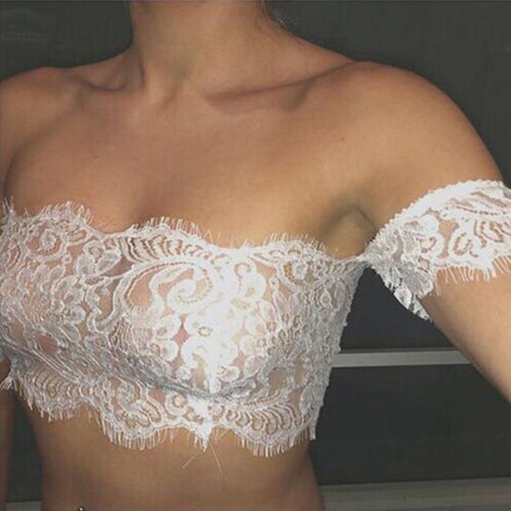 Áo croptop ren trễ vai quyến rũ cho nữ