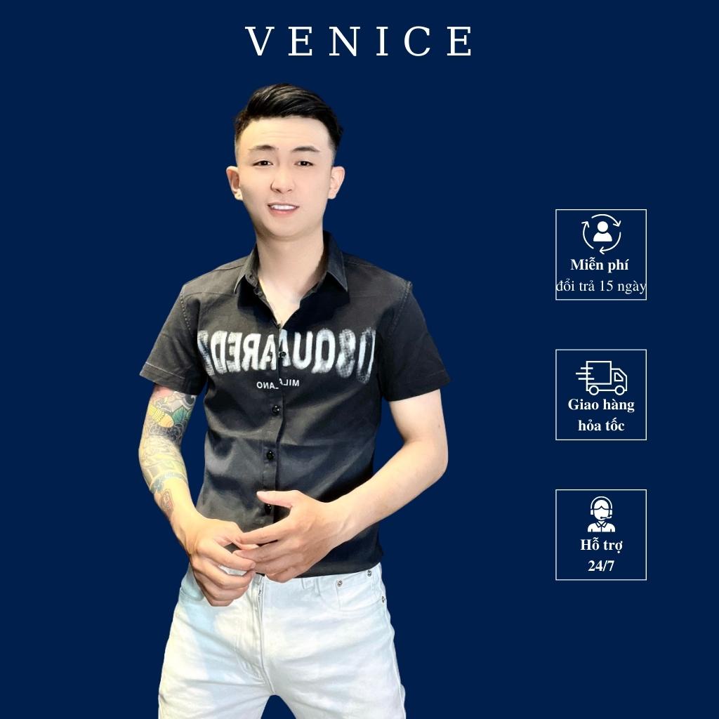 Áo sơ mi nam ngắn tay kaki cao cấp VENICE dáng slimfit, cổ bẻ, chất Kaki Hàn mềm mát, dáng ôm, co giãn thoải mái.