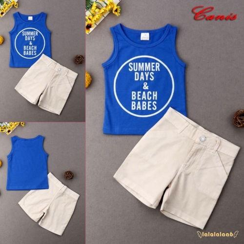Al6-2pcs Trẻ Sơ Sinh Bé Trai Quần Áo Không Tay Áo Vest Áo Thun + Quần Short