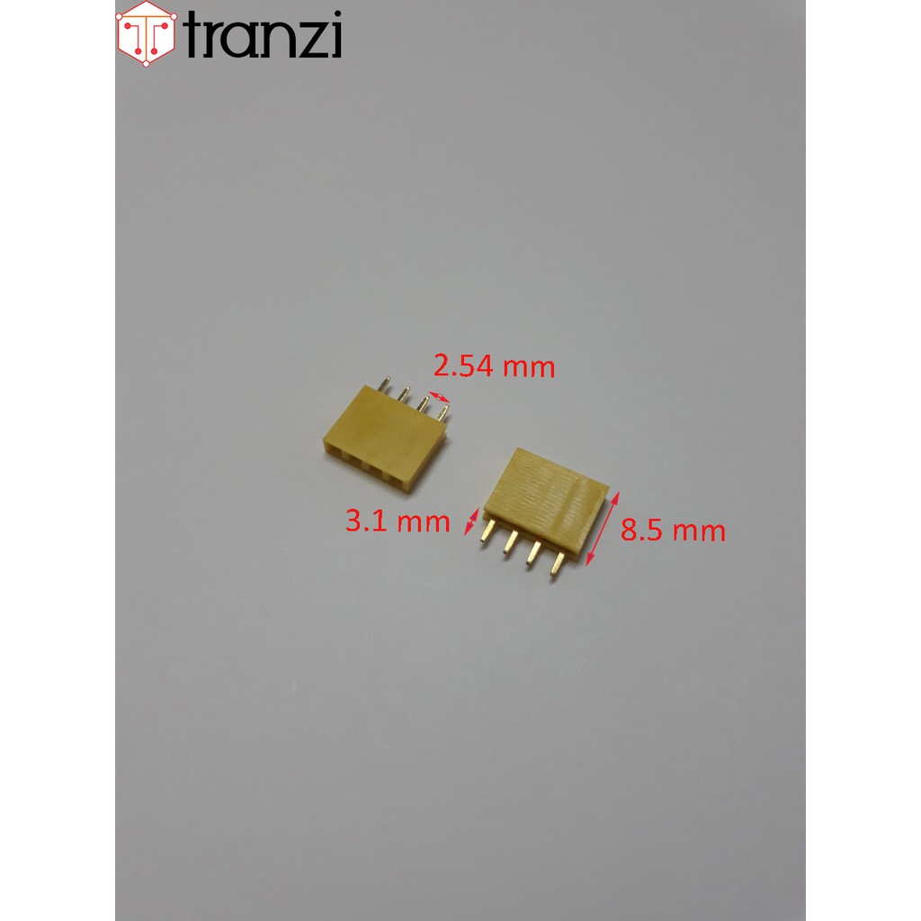 Giăm cắm 2.54mm đơn cái thẳng 4P 8.5mm vàng - túi 10 cái