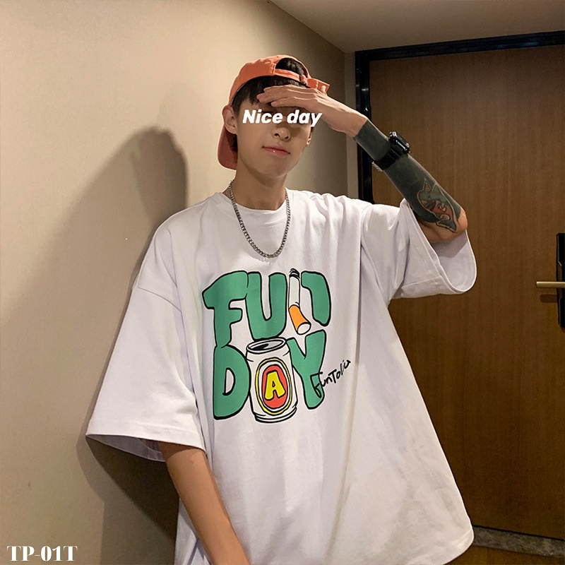 Áo thun nam nữ tay lỡ unisex oversize áo phông form rộng basic tee chữ funday