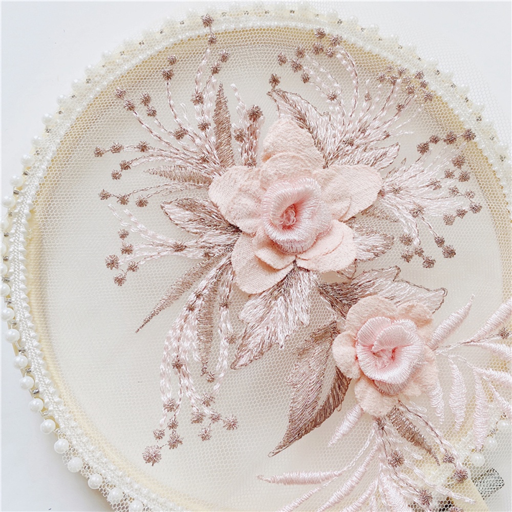 1 Miếng Vá Quần Áo Hình Hoa Hồng Đính Hạt Cườm Kích Thước 21 * 11cm