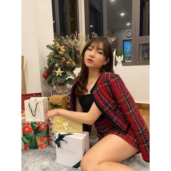 SET DẠ TWEED KẺ ĐỎ HÀNG THIẾT KẾ | BigBuy360 - bigbuy360.vn