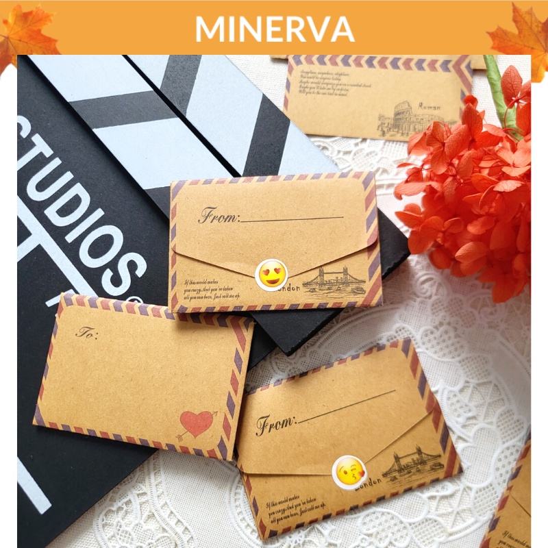 Set 5 Phong bì mini viết lời chúc mừng kèm sticker emoji biểu cảm dán niêm phong