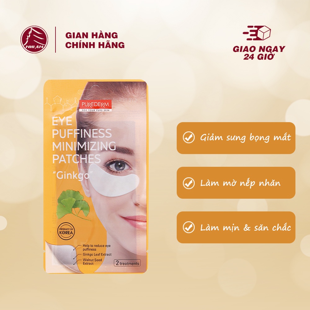 Mặt nạ giảm sưng bọng mắt PUREDERM chiết xuất bạch quả