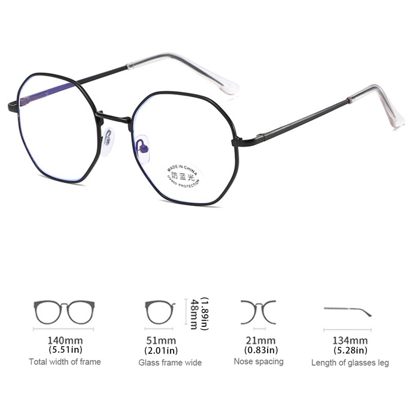 Ygt Kính Mắt Gọng Kim Loại Tròng Đa Giác Chống Ánh Sáng Xanh Thời Trang Thoải Mái Cho Nam Và Nữ