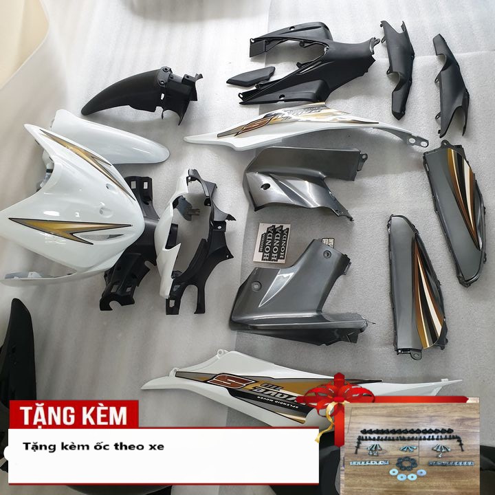 Bộ nhựa xe Wave S110 đời 2008 đến  2010 Màu Trắng  Dàn áo xe Wave S110 - B546