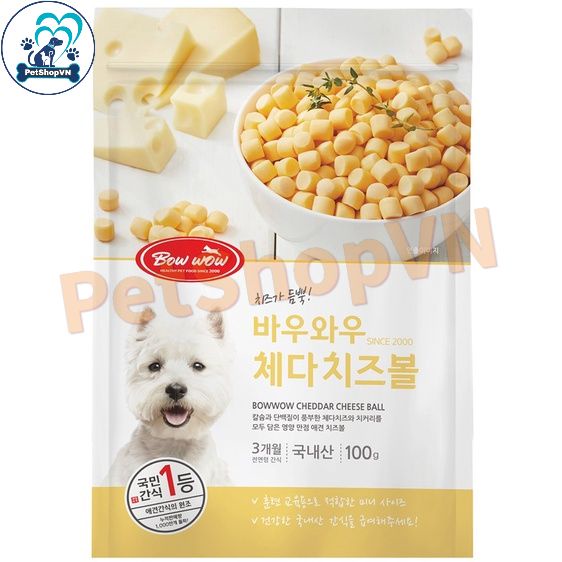 Phô Mai Viên Cho Chó Mèo BOWWOW Túi 100G Vị Truyền Thống & Cà Rốt