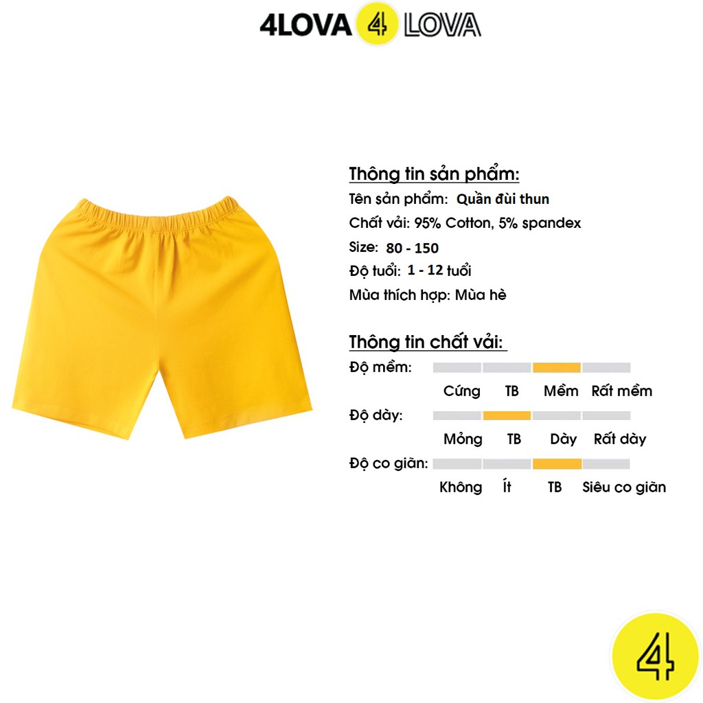 Quần đùi short thun cho bé 4LOVA mùa hè chính hãng từ 8-40 kg