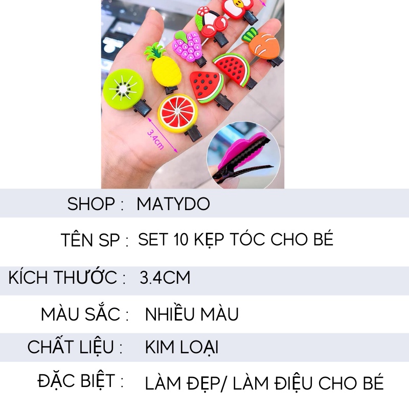 Kẹp tóc mái cho bé gái phong cách hàn quốc dễ thương đáng yêu set 10 kẹp