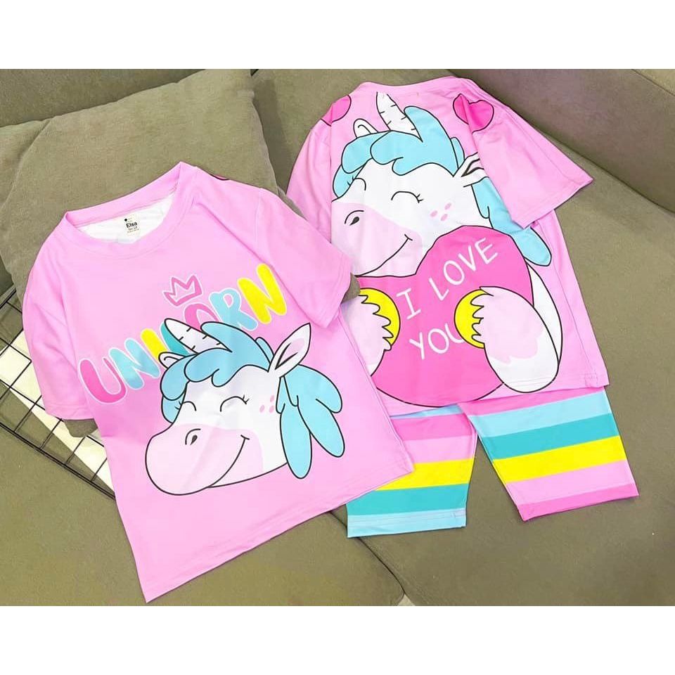 Bộ Đồ Lửng bé gái in hình 3D (8-40Kg )chất liệu mềm mịn thoáng mát được các bé gái yêu thích Bán Chạy Nhất