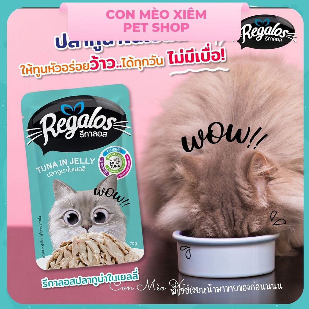 Pate cho mèo Regalos 70g thái lan, thức ăn ướt tăng cân cho mèo con lớn Con Mèo Xiêm