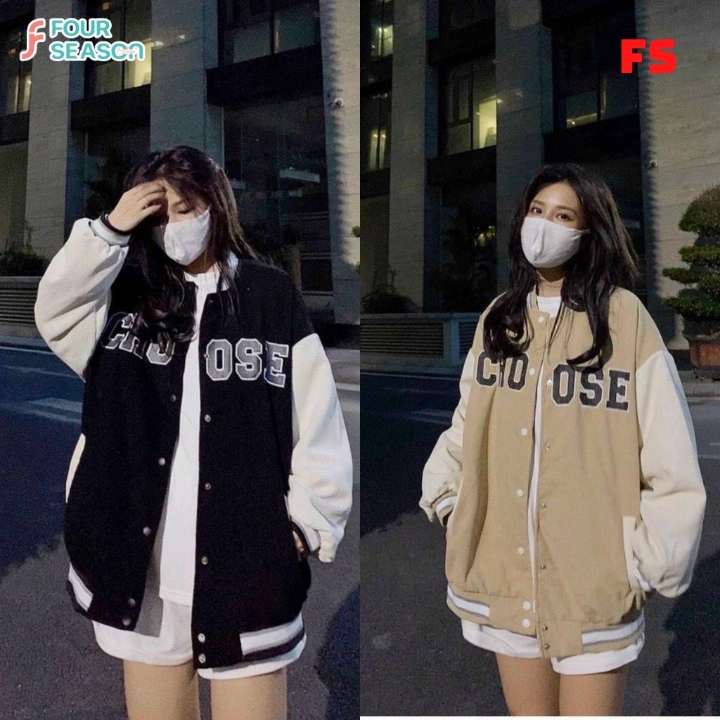 Varsity jacket nhung tăm unisex form rộng CHOOSE AKNT03 4S áo bomber 2 lớp ulzzang street style nam nữ hottrend