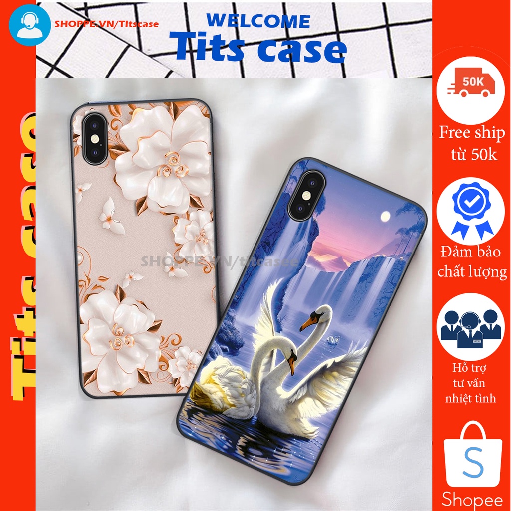 Ốp lưng  ip X / XS / XS MAX in hình thiên nga,hoa may mắn, đặc sắc ĐỘC - LẠ - BỀN