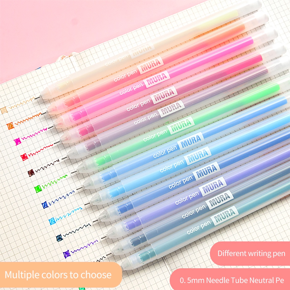 Hw Set 12 Bút Mực Gel Ngòi 0.5mm Nhiều Màu Xinh Xắn