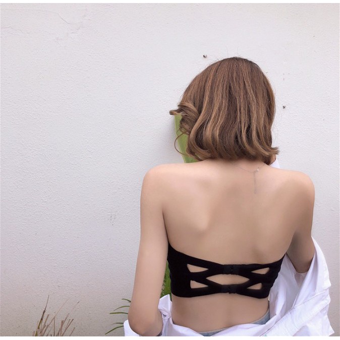 Áo ống nữ croptop cúp ngực gài sau có đệm mút chất su không lộ đường may mềm mịn co giãn thoáng mát