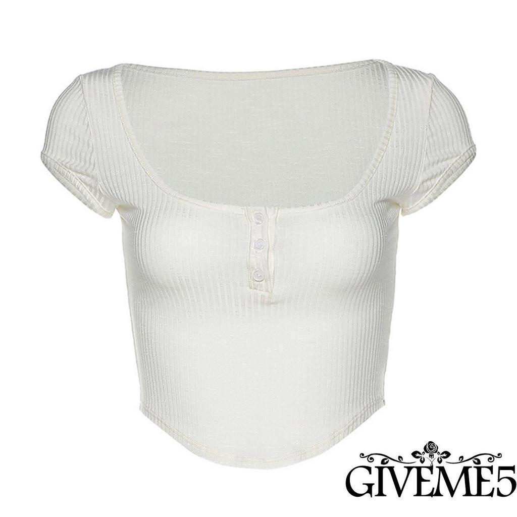 Áo Lửng Ngắn Tay Đính Nút Gợi Cảm Cho Nữ