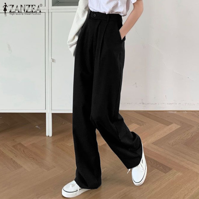 Quần dài ZANZEA ống rộng thời trang dành cho nữ