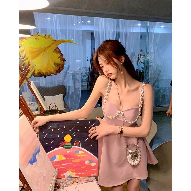 Đầm hai dây ôm eo thời trang mùa thu sang trọng dành cho nữ 2021