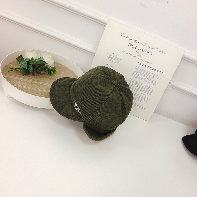 Nón kết len lông cừu vành ngắn che tai chống lạnh phong cách retro thời trang thu đông