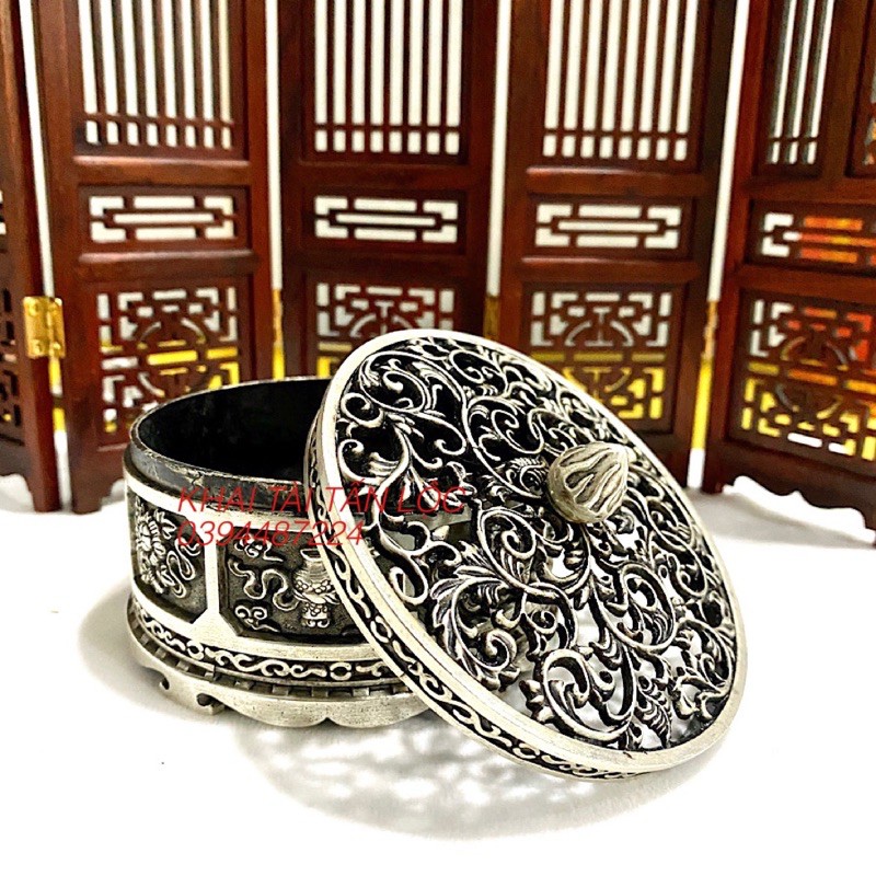 Lư xông trầm khắc 8 biểu tượng cát tường Mật Tông Tây Tạng