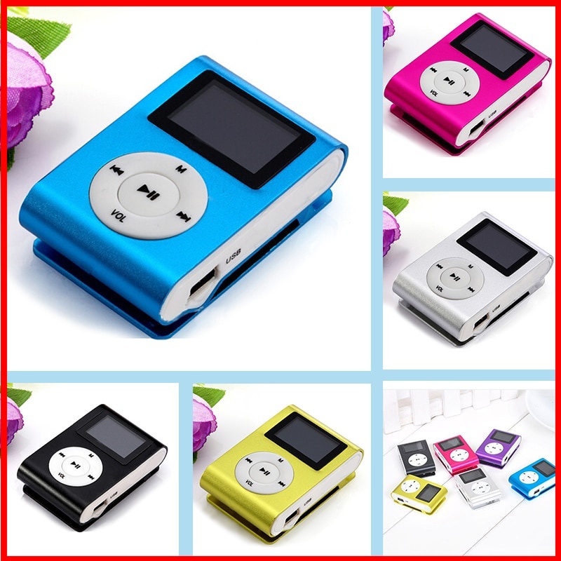 Máy Nghe Nhạc MP3 Mini Dạng Kẹp Hỗ Trợ Thẻ Nhớ 32GB Micro SD TF Có Màn Hình LCD Phong Cách Thể Thao