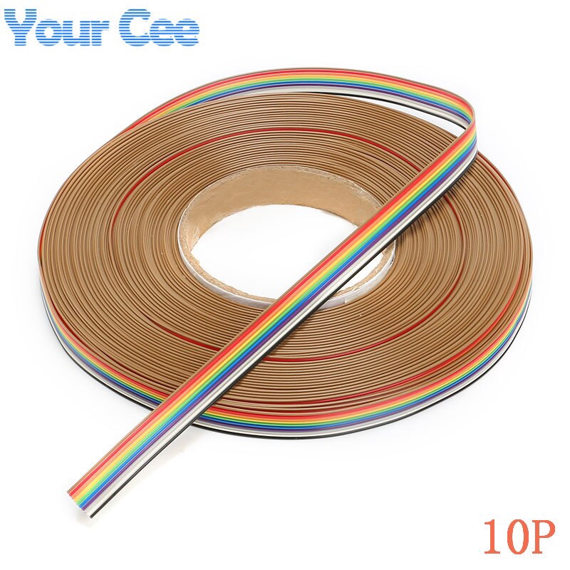 Cuộn dây cáp dẹt màu cầu vồng 1.27mm 10 chiều 10 pin dài 5m cho PCB DIY