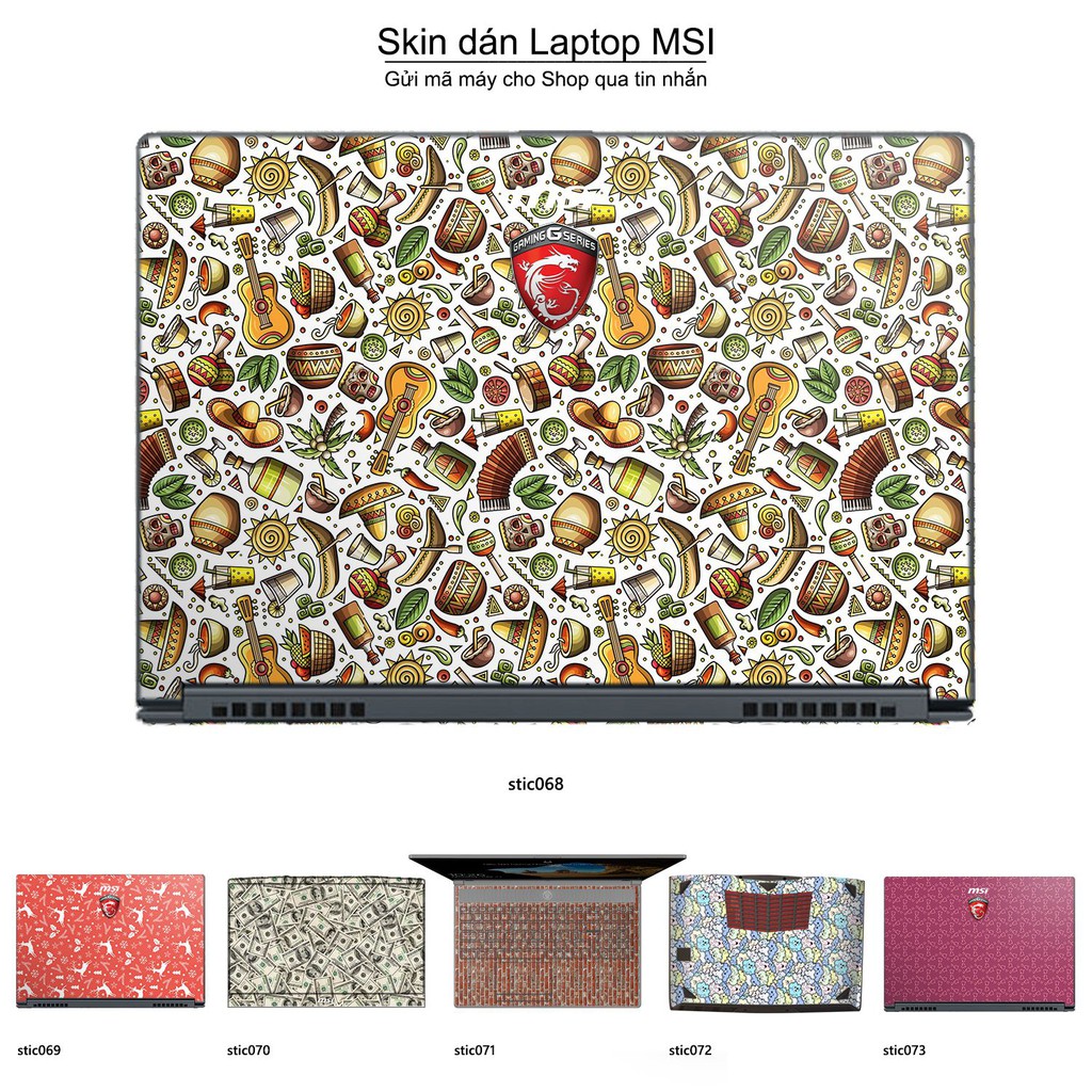 Skin dán Laptop MSI in hình Hoa văn sticker _nhiều mẫu 12 (inbox mã máy cho Shop)
