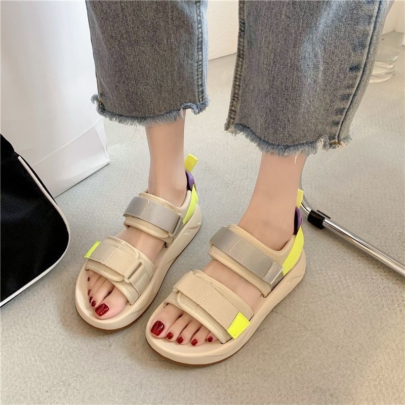 Giày MWC 2929 - Giày Sandal Đế Bằng, Giày Sandal Quai Ngang Vải Dù Đế Bằng Năng Động