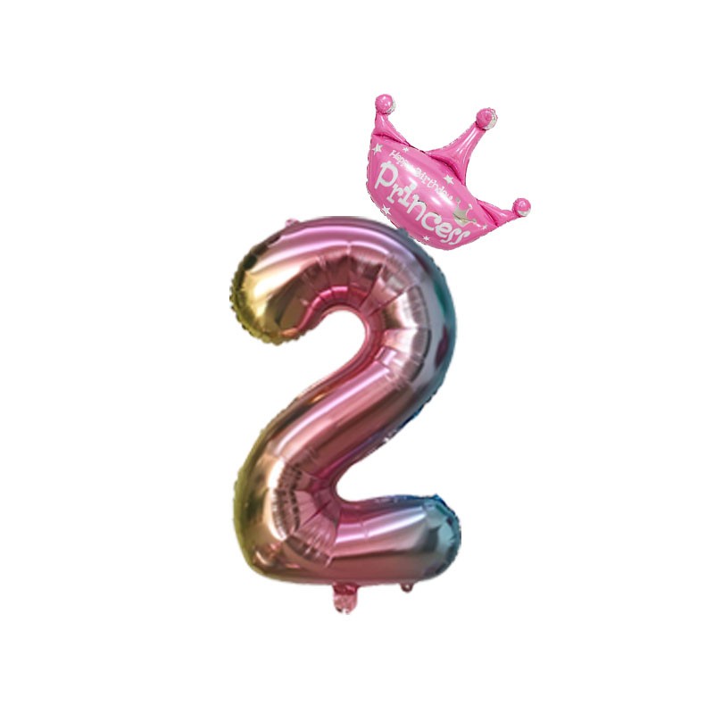 Bong bóng lá nhôm hình chữ số màu cầu vồng chuyên dùng trang trí tiệc sinh nhật cho trẻ em