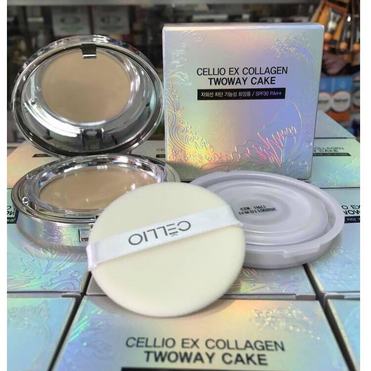 Phấn phủ siêu mịn Cellio Ex Collagen Twoway Cake SPF30PA++
