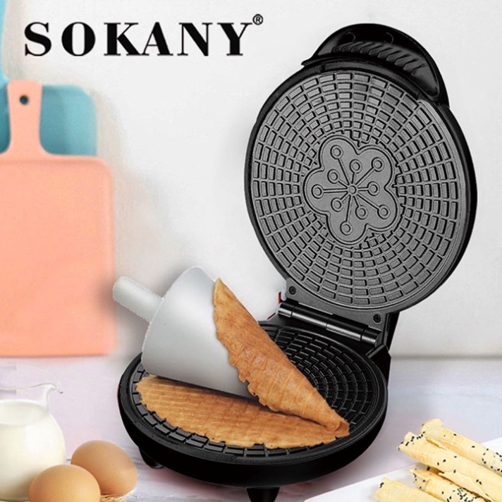 Máy làm bánh quế, vỏ bánh ốc quế gia đình Sokany