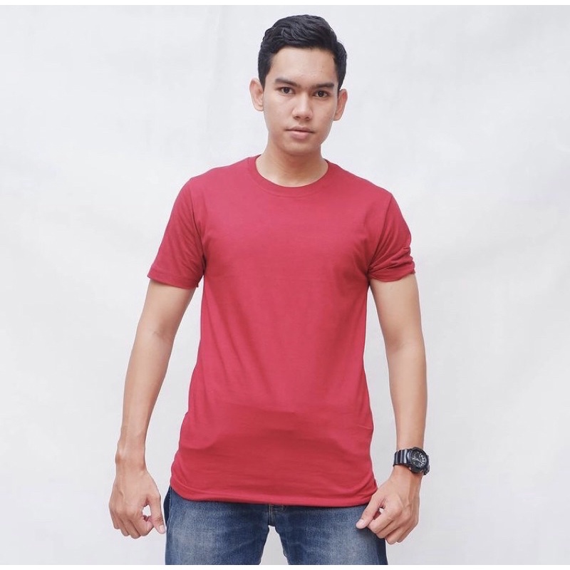 Áo thun 100% cotton màu đỏ trơn cho nam 30s (100% cotton) | Áo thun họa tiết Maroon đơn giản cá tính | Crewneck