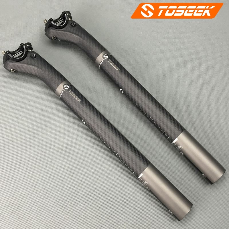 Toseek 3K Sợi Carbon Seatpost Xe Đạp Leo Núi Xe Đạp Đường Bộ Ghế Bài Xe Đạp MTB Phần 27.2 / 30.8 / 3