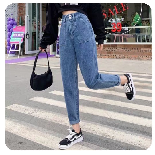 Quần bò baggy nữ quần jean baggy nữ quần jeans nữ cạp cao 3 size S M L hót 2022 HoHaJean22 | BigBuy360 - bigbuy360.vn