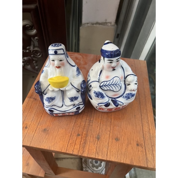 Tài địa men lam cao 14; cao 19 cm