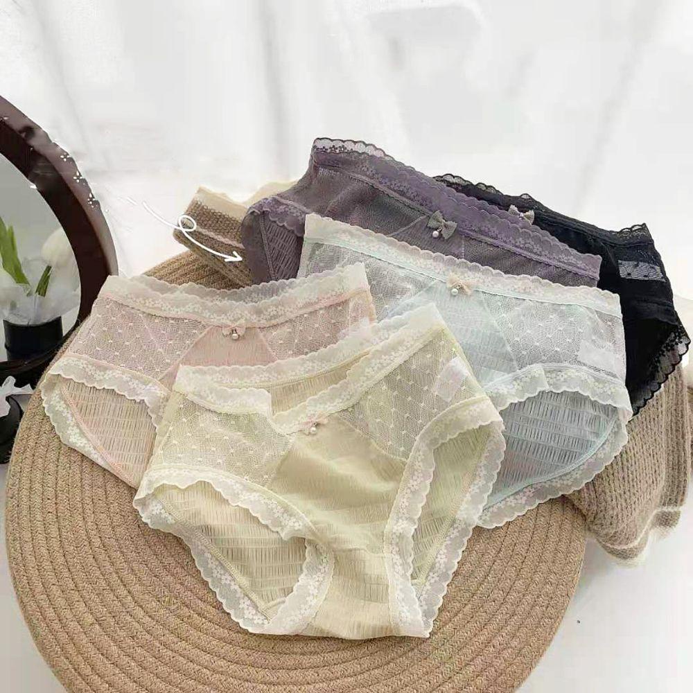 Quần Lót Lưng Vừa Thoáng Khí Màu Sắc Ngọt Ngào Phong Cách Nhật Bản Cho Nữ