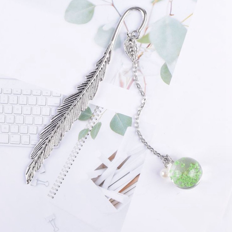 Thẻ đánh dấu sách bằng kim loại hình lông vũ phong cách Trung Hoa