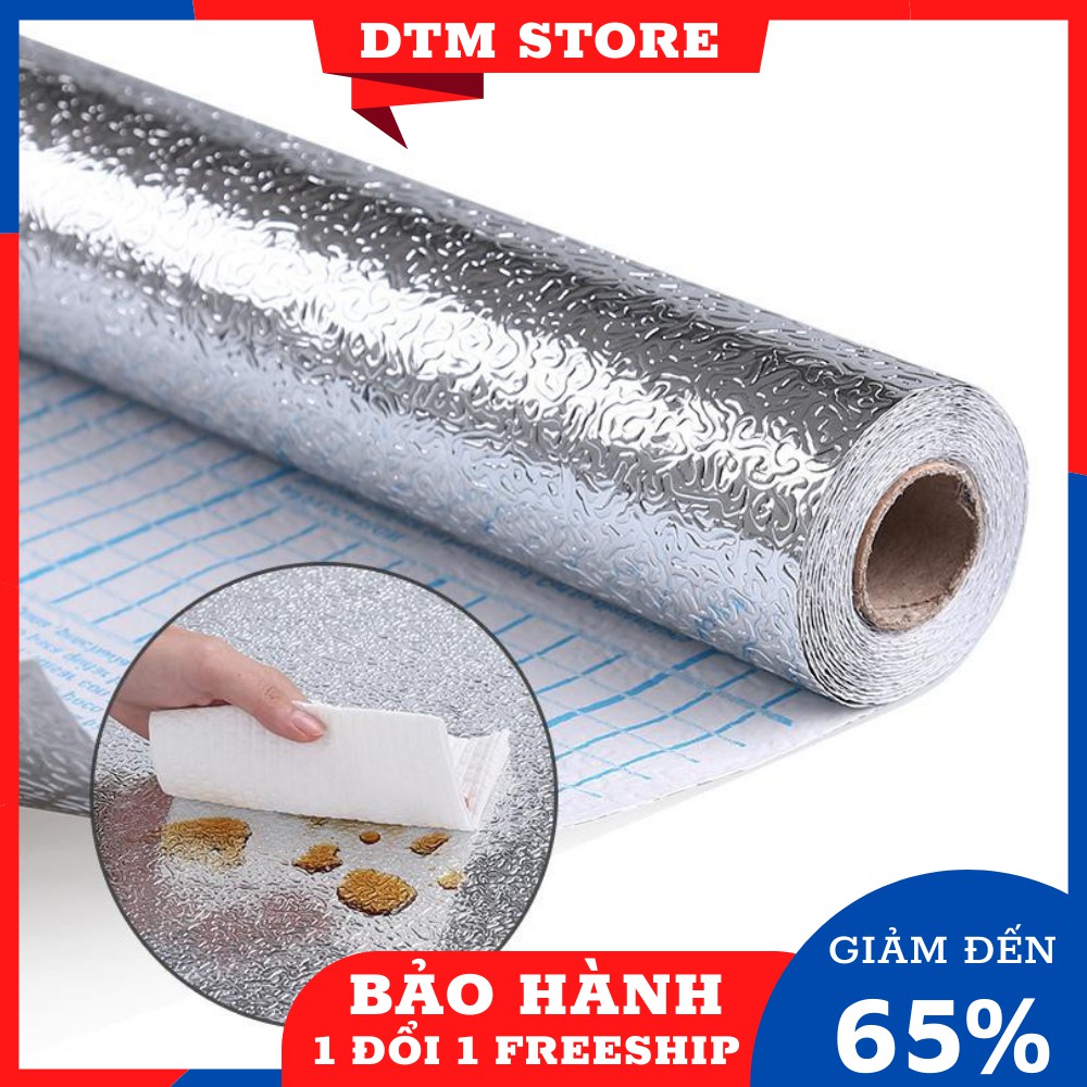 Giấy bạc dán tường, giấy dán bếp tráng nhôm cách nhiệt, chống nóng, chống thấm dễ lau dài 2mx0,6m DTM Store DTMS-GBCN-T1