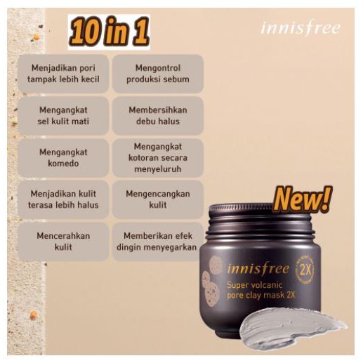 (Hàng Mới Về) Mặt Nạ Đất Sét Núi Lửa Thu Nhỏ Lỗ Chân Lông Innisfree Super Volcanic 2x 100ml